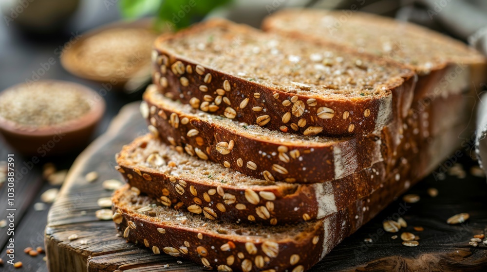Closeup of Sliced Whole Wheat Bread with Seeds Closeup of Sliced Whole Wheat Bread with Seeds
