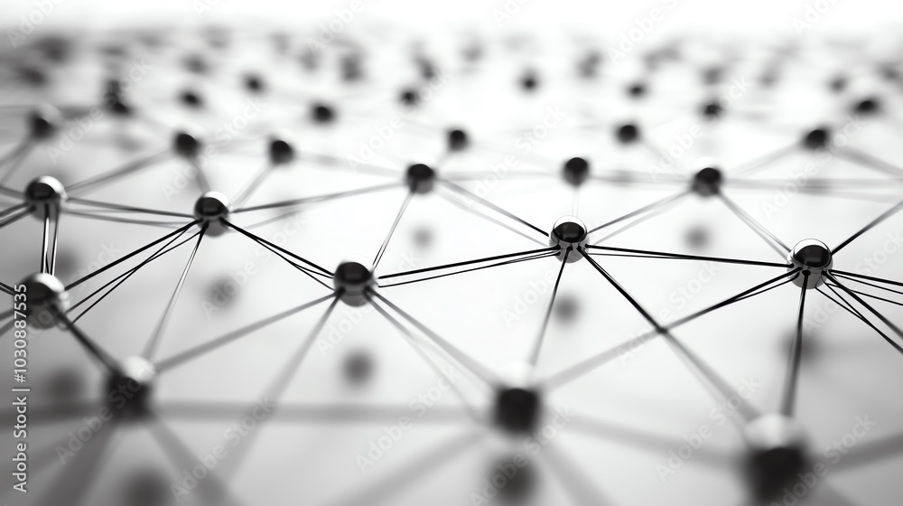 Abstract network structure in monochrome, illustrating connectivity and technology concepts for modern design.
