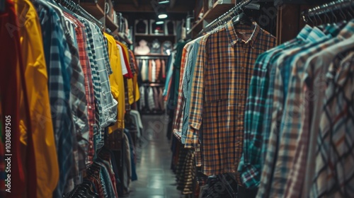 Shirts on a rack in a store