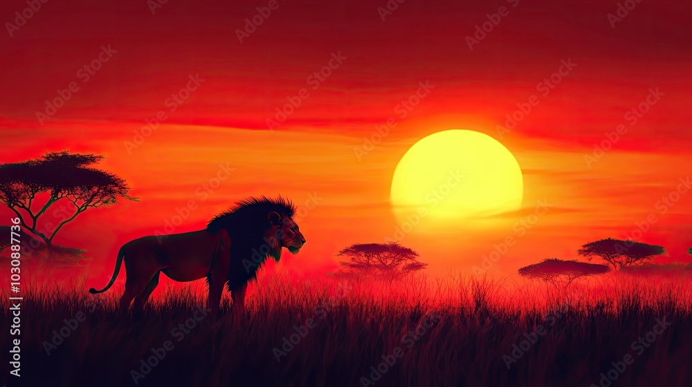 Lion in the african sunset Lion in the african sunset
