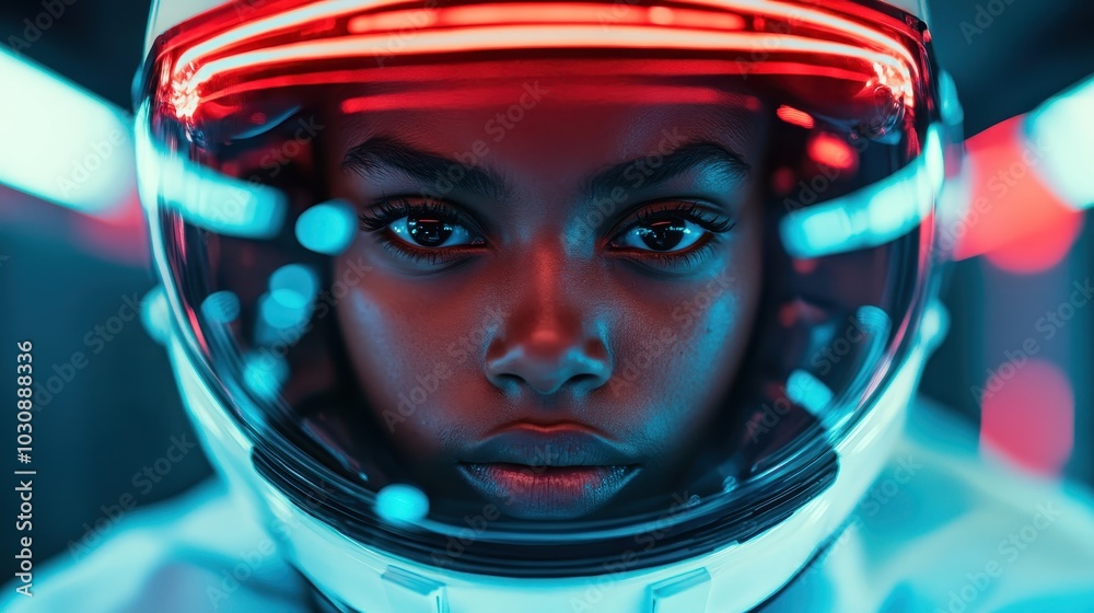 A close-up portrait of an astronaut in a futuristic setting, highlighted by the glow of neon lights on the helmet, capturing determination and adventure. A close-up portrait of an astronaut in a futuristic setting, highlighted by the glow of neon lights on the helmet, capturing determination and adventure.