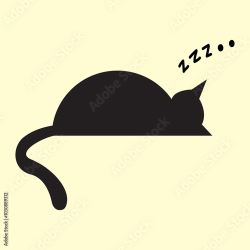 illustration of a cat. Sleeping cat.