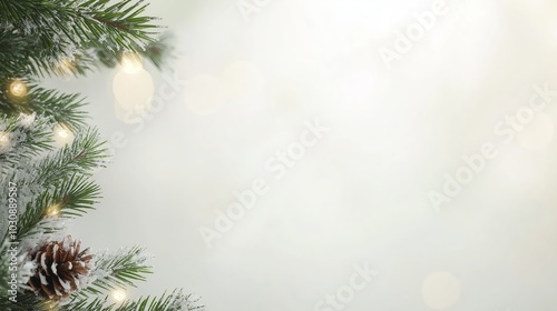 Fototapeta Naklejka Na Ścianę i Meble -  Christmas Background with Tree and gift box. space for text. banner