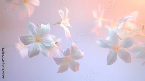 Delicate White Flowers in Soft Pastel Light - Floral Photography