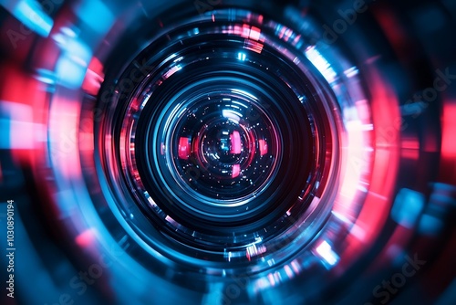 Red and Blue Lens Flare Abstract Background2