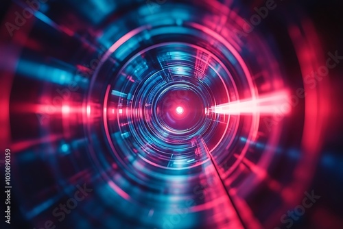 Red and Blue Lens Flare Abstract Swirl Pattern