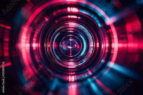 Red and Blue Lens Flare Tunnel Bokeh