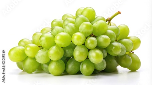 Fresh green grapes isolated on white background