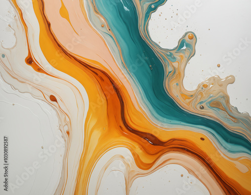 Colorful Liquid Paint Flowing Splashing Epoxy Drops