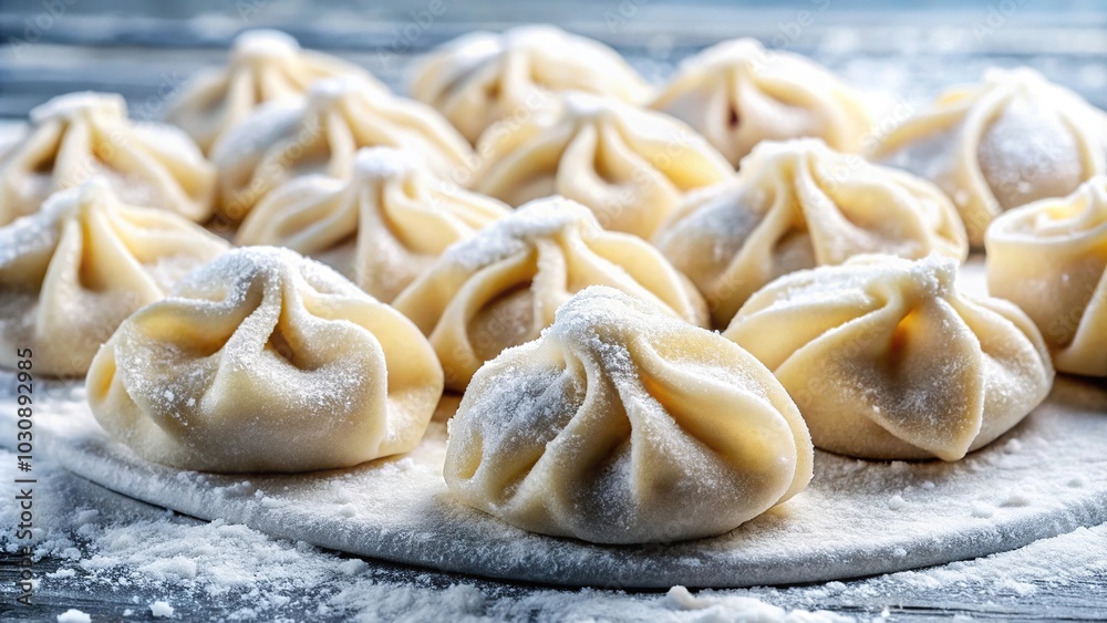 Fresh frozen dumplings ready for cooking isolated on white background Fresh frozen dumplings ready for cooking isolated on white background