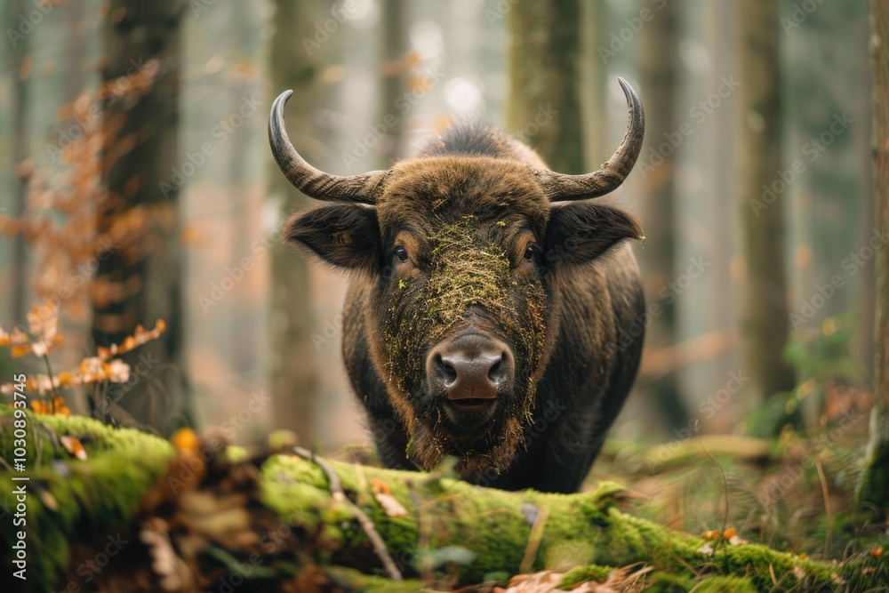 Brown bull in forest Brown bull in forest