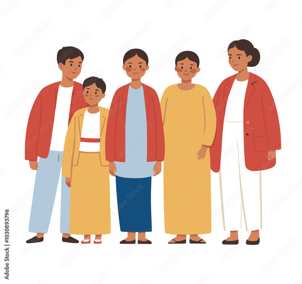 Family Group Illustration for Educational or Cultural Content
