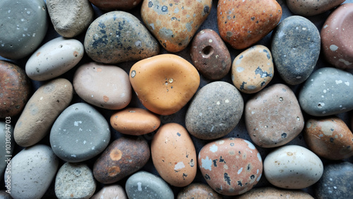 Smooth, Multi-Colored Stones Gravel: Natural Diversity and Textures for Landscaping, Interior Design, or Art Projects photo