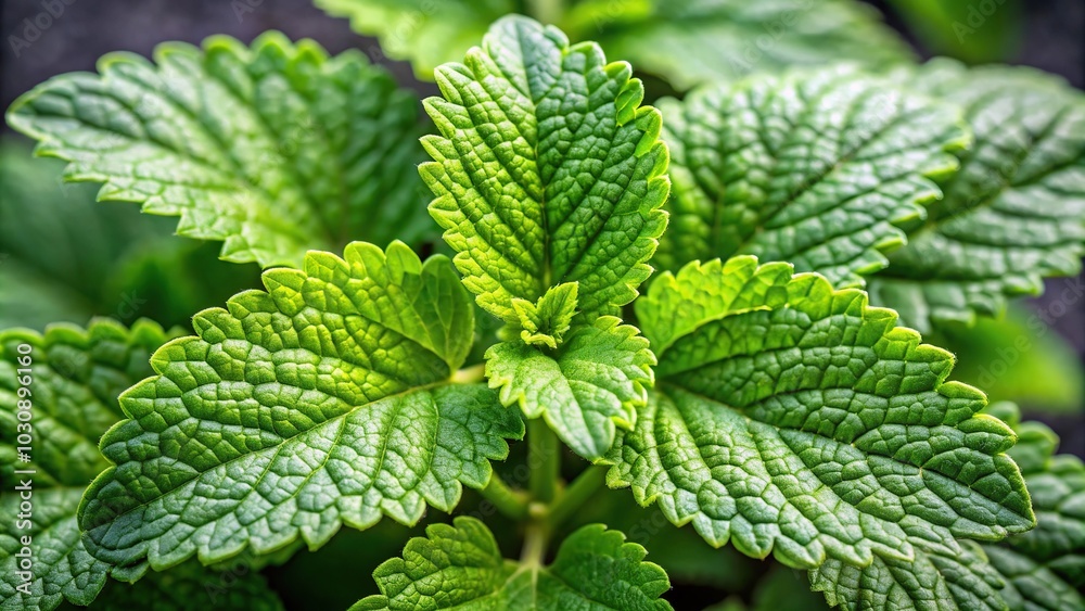 Aerial view of lemon balm melissa officinalis with plain background Aerial view of lemon balm melissa officinalis with plain background