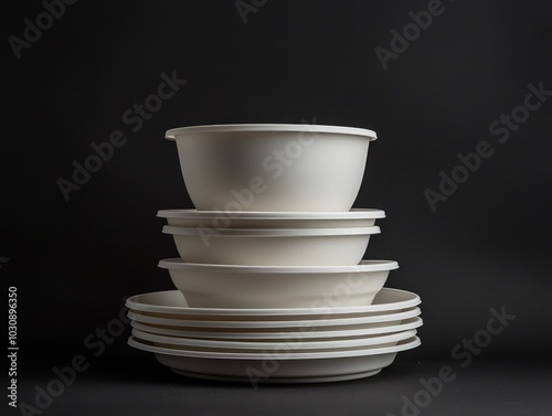 stack of white bowls