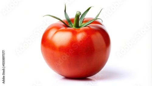 Fresh red tomato isolated on a white background, medium shot