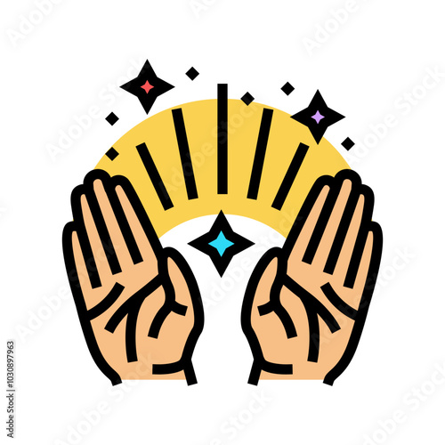 healing hands acupuncture color icon vector. healing hands acupuncture sign. isolated symbol illustration