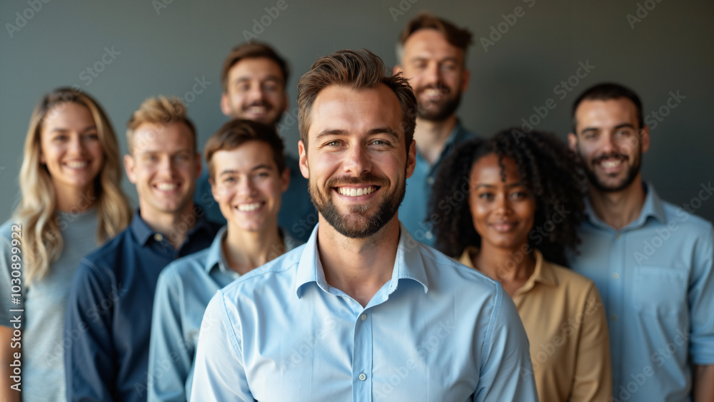 Diverse Business Team Led by Middle-Aged Male Executive: Leadership and Inclusion in Corporate Setting Diverse Business Team Led by Middle-Aged Male Executive: Leadership and Inclusion in Corporate Setting