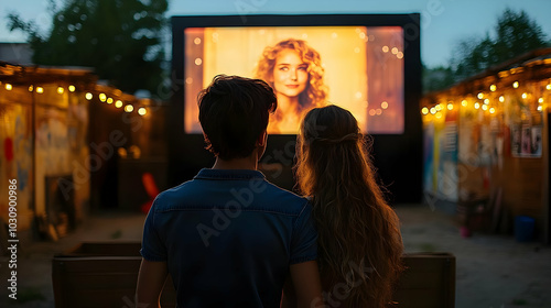 Wallpaper Mural A couple watching a movie outdoors on a summer evening. Torontodigital.ca