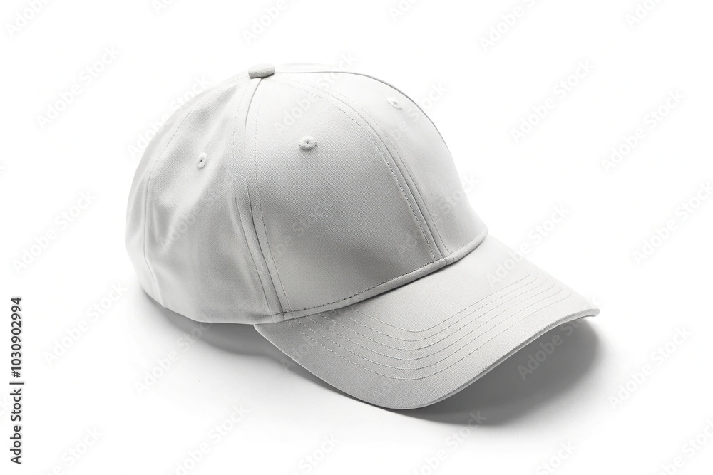 Fototapeta premium front view of white baseball cap isolated on white background