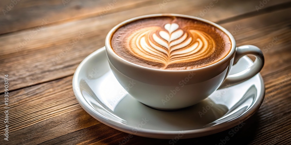 Frothy cappuccino with latte art in a cup Frothy cappuccino with latte art in a cup