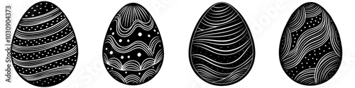line art vector illustration collection of egg with wood cutting style. isolate on a white background. SVG and PNG
