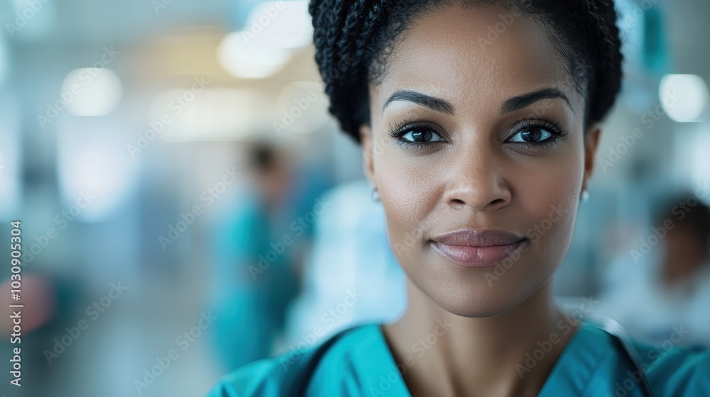 A determined nurse with focused expression stands in a bustling hospital environment, exemplifying resilience and commitment to providing essential healthcare services. A determined nurse with focused expression stands in a bustling hospital environment, exemplifying resilience and commitment to providing essential healthcare services.