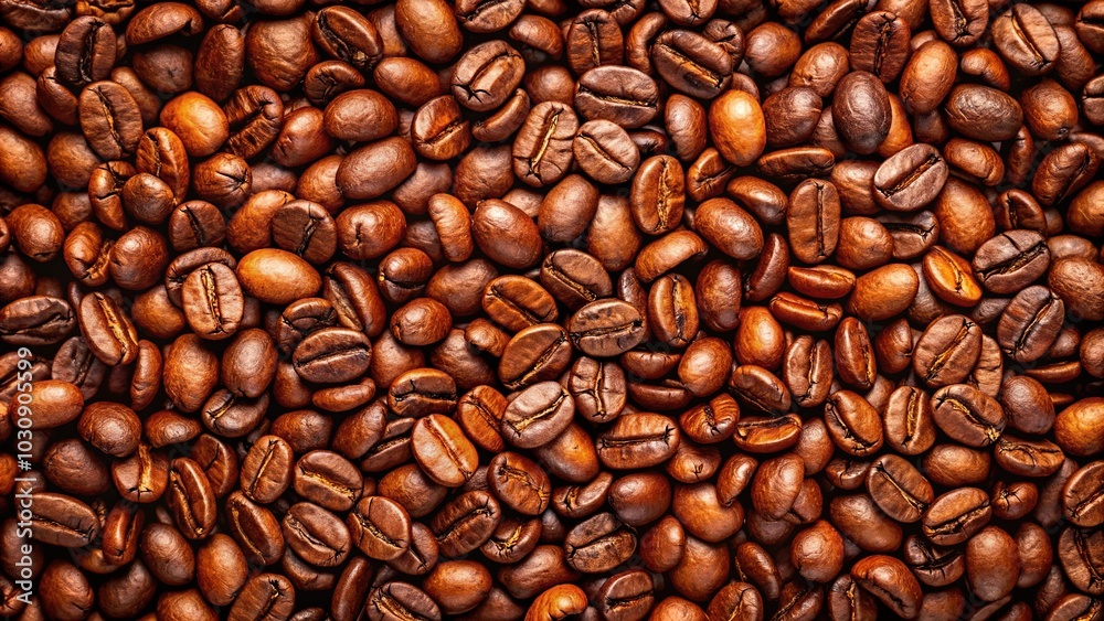 Fototapeta premium Closeup wallpaper of reflected coffee bean background