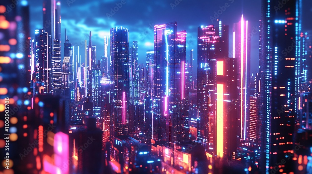 Neon Cityscape: A Futuristic Metropolis in Vivid Lights Neon Cityscape: A Futuristic Metropolis in Vivid Lights