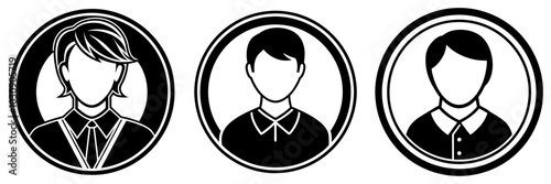 line art vector illustration collection of user icon with wood cutting style. isolate on a white background. SVG and PNG
