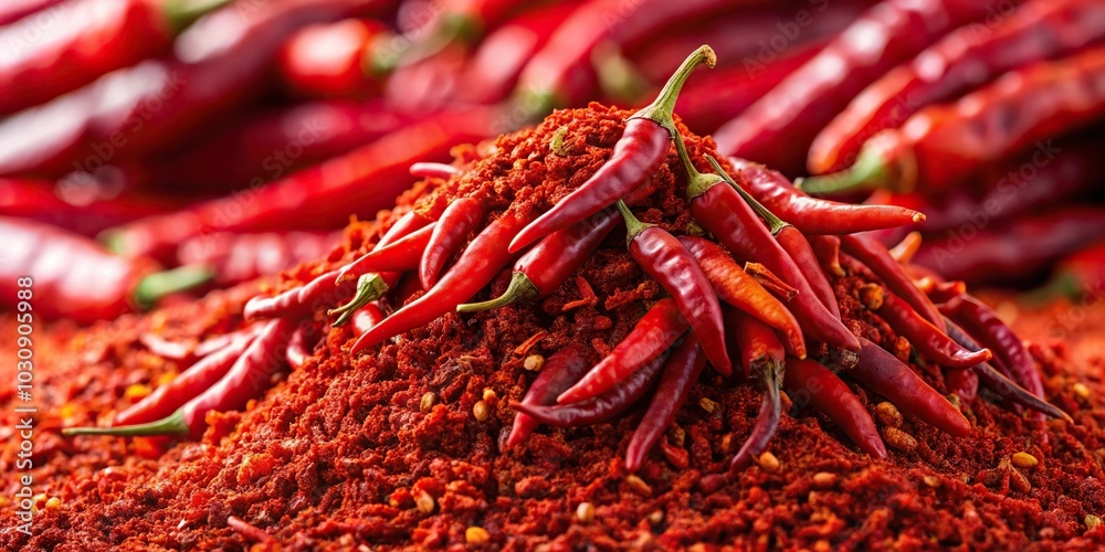 Fototapeta premium Close-up red cayenne pepper texture background