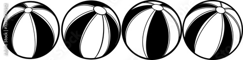 line art vector illustration collection of beach ball with wood cutting style. isolate on a white background. SVG and PNG
