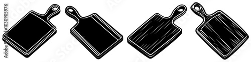 line art vector illustration collection of cutting board with wood cutting style. isolate on a white background. SVG and PNG
