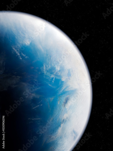 Planet Earth, view from orbit. Surface and atmosphere of the blue planet. Cosmic panorama.