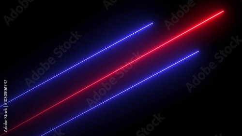 Colorful neon line on background. Abstract glowing rainbow color neon lines.