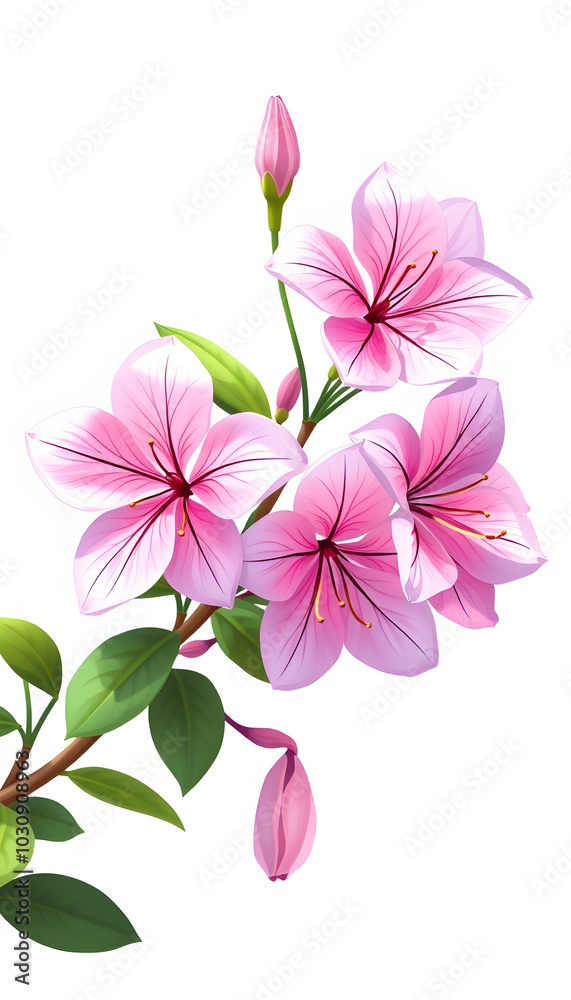 Image of azalea flowers isolated with white highlights, png Image of azalea flowers isolated with white highlights, png