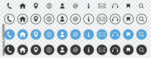 Contact Information Icon Set | Business and Communication Vector Symbols