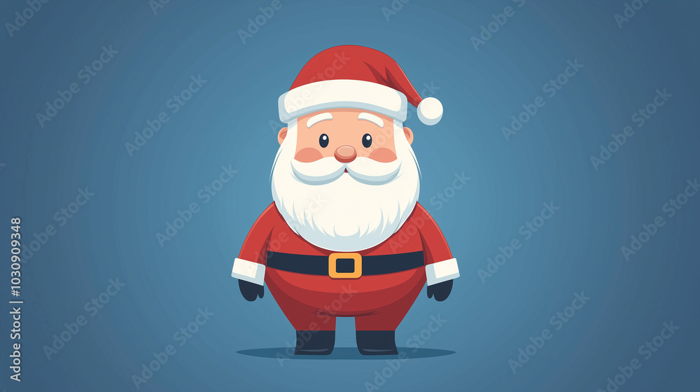 Cute cartoon Santa Claus character in a red outfit on a blue background
