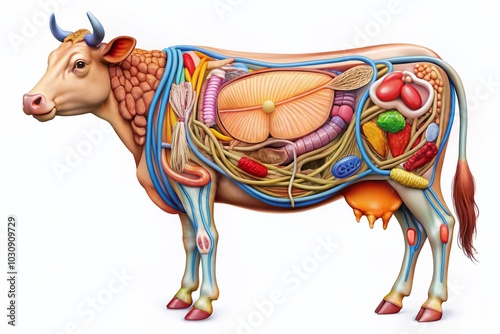 Detailed Diagram of a Ruminant Digestive System for Educational Purposes and Study in Animal Biology and Veterinary photo