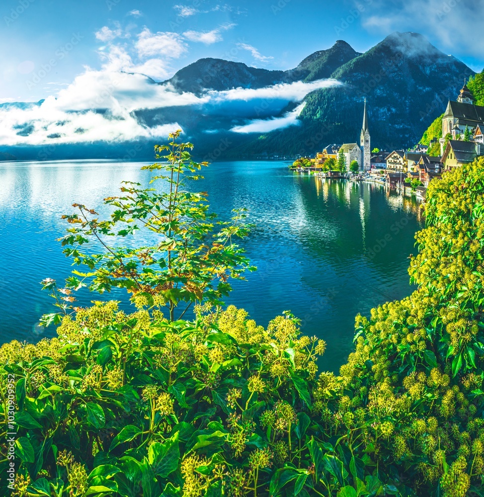 Hallstatt - wchód słońca, Austria, Górna Austria