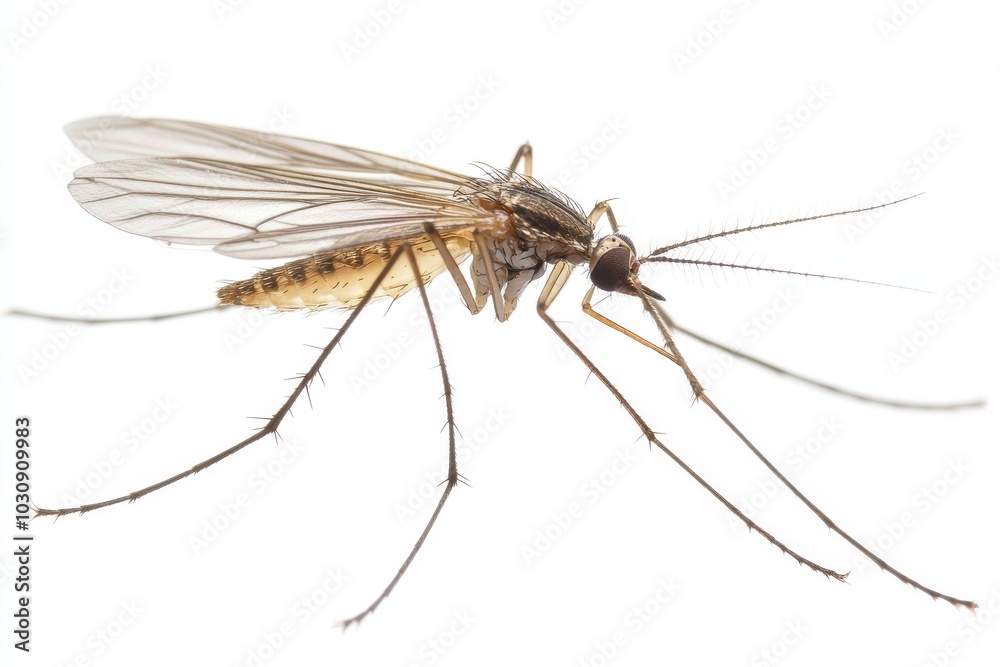 Mosquito Macro Shot on White Background Mosquito Macro Shot on White Background