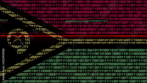 Binary code on flag of Vanuatu. Program source code or Hacker concept on Vanuatu flag. Vanuatu digital technology security, hacking or programming photo