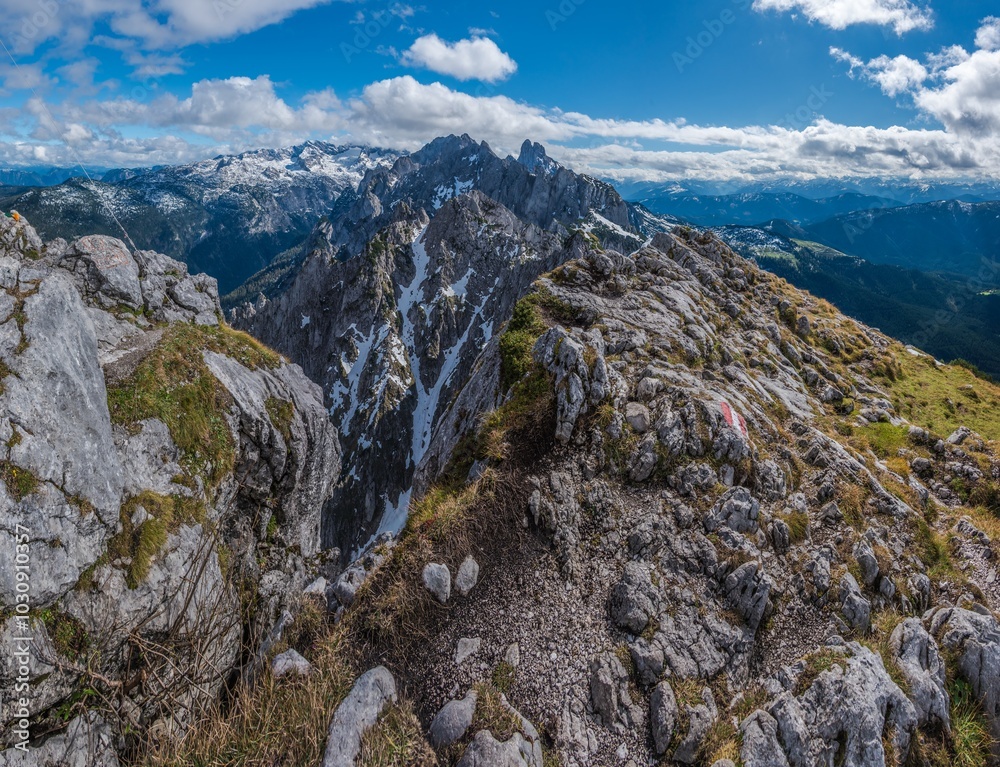 Widok z Donnerkogel, Alpy, Górna Austria