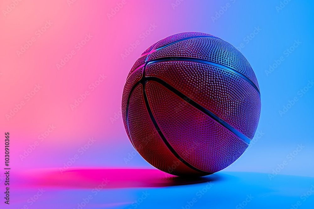 Basketball with blue light background