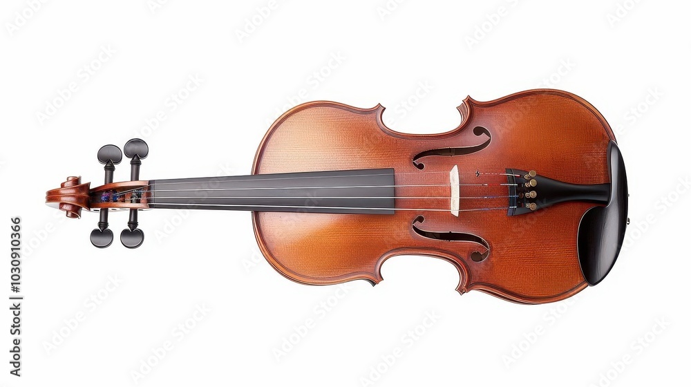 Fototapeta premium A violin clipart, classical music element, realistic illustration, warm tones, isolated on white background
