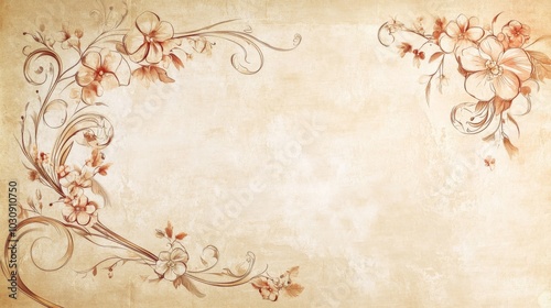 Retro Style Wedding Ceremony Banner Featuring Vintage Floral Designs