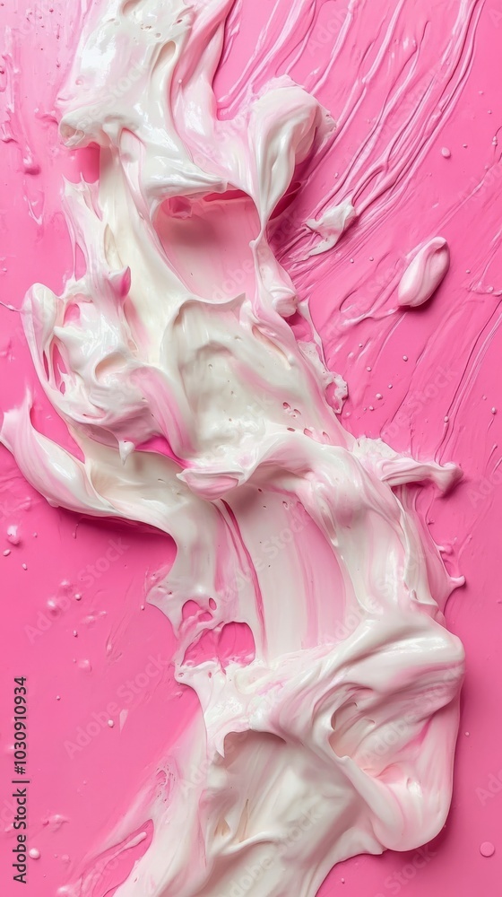 Abstract pink and white paint mixing together creating interesting shapes and textures. Ideal background for cosmetics, fashion or beauty products Abstract pink and white paint mixing together creating interesting shapes and textures. Ideal background for cosmetics, fashion or beauty products