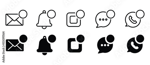 Social media notifications icons set. New notification and message icon set, new message icon. Social media chat notify communication. Social media concept vector icon in transparent background.