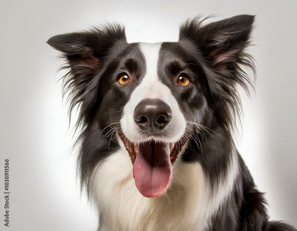 Retrato de estudio de un perro Border Collie con expresion de emocion Retrato de estudio de un perro Border Collie con expresion de emocion