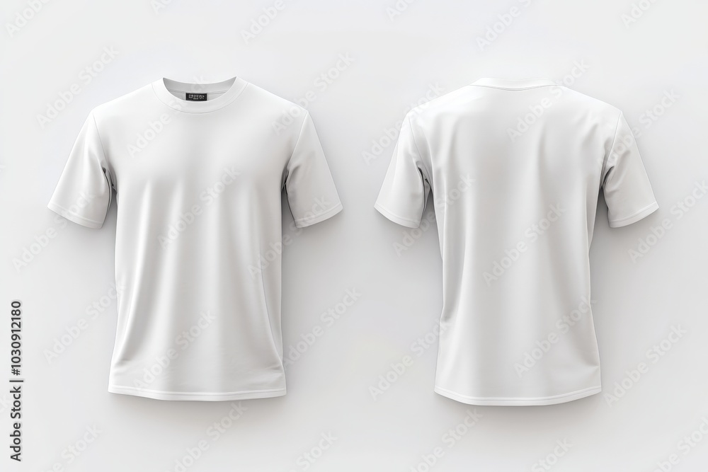 Minimalist White T-Shirt Design Mockup with Front and Back View Minimalist White T-Shirt Design Mockup with Front and Back View